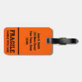 Étiquette À Bagage Fragile, manipulez avec soin, orange (Dos horizontal)