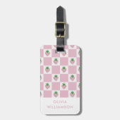 Étiquette À Bagage Fraise d'été damier rose (Devant Vertical)