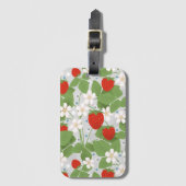 Étiquette À Bagage Fraises et fleurs rose et blanche (Devant Vertical)