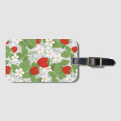 Étiquette À Bagage Fraises et fleurs rose et blanche (Devant Horizontal)