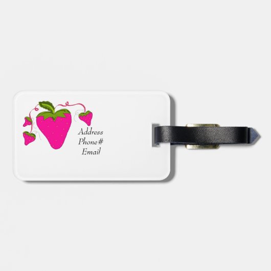 Étiquette À Bagage Fraises roses (Dos horizontal)