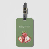 Étiquette À Bagage Fraises Vert Olive Sucrées aux Fruits   (Devant Vertical)