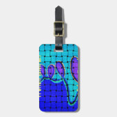 Étiquette À Bagage Français Bleu Africain Tissé Abstrait violet forme (Devant Vertical)