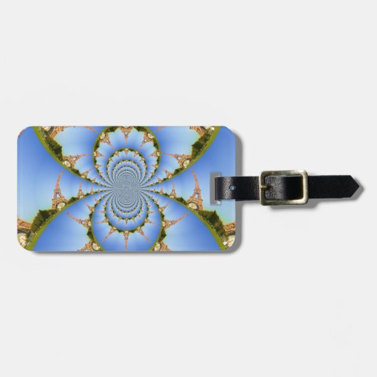 Étiquette À Bagage France Paris Tour Eiffel Kaleidoscope Bleu Beau (Devant horizontal)
