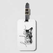 Étiquette À Bagage Freedom Wolf Minimal Line Art - (Devant Vertical)