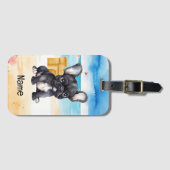 Étiquette À Bagage French Bulldog à la plage (Devant Horizontal)