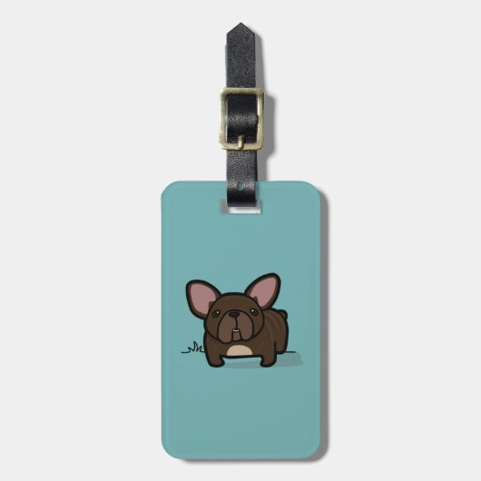 Étiquette À Bagage Frenchie Brindle (Devant Vertical)