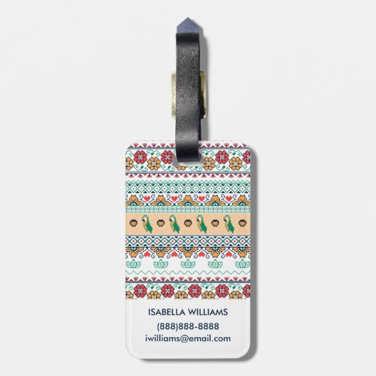 Étiquette À Bagage Frida Kahlo| Patron de Colores (Dos Vertical)