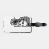 Étiquette À Bagage Frida Kahlo Portrait noir et blanc (Dos horizontal)