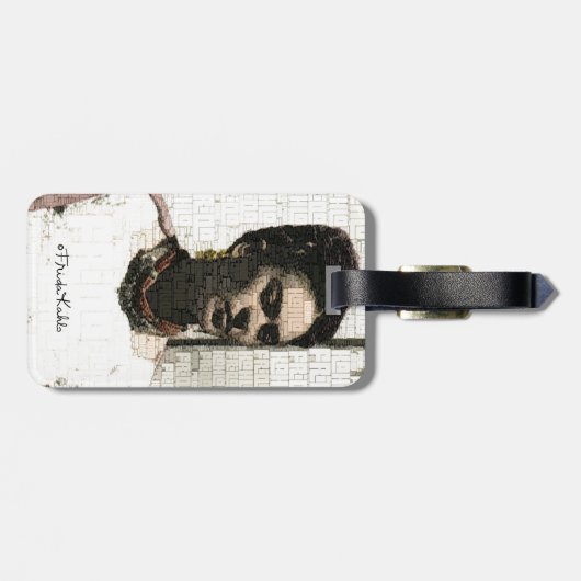 Étiquette À Bagage Frida Kahlo Portrait textile (Dos horizontal)