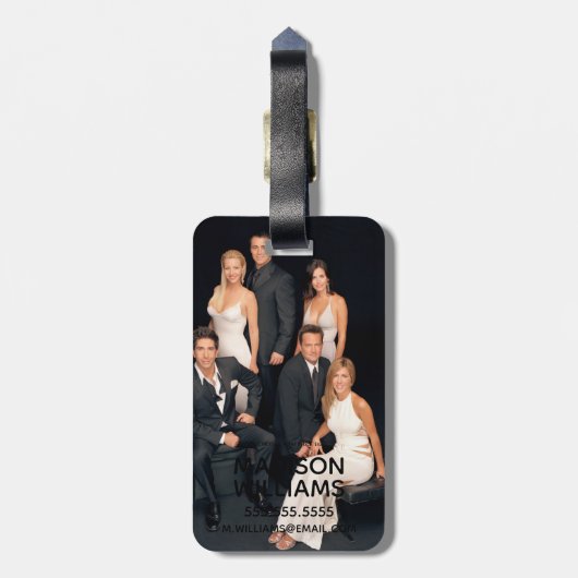 Étiquette À Bagage FRIENDS™| Groupe en noir et blanc (Dos Vertical)