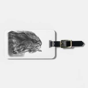 Étiquette À Bagage Friesian Horse Portrait Wavy Mane