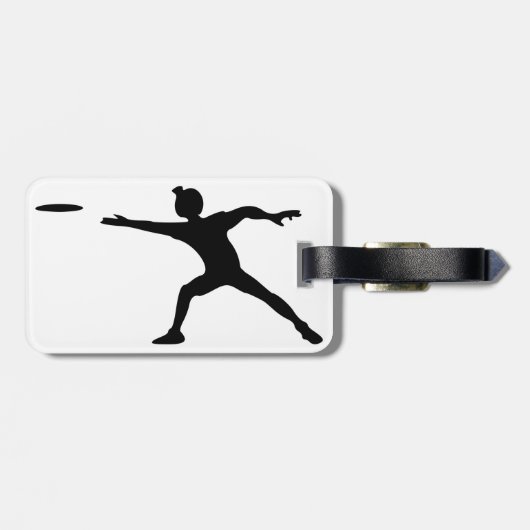 Étiquette À Bagage Frisbee Silhouette Mots clés (Dos horizontal)