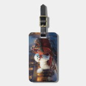 Étiquette À Bagage Frise de Bichon Frise Festin de Noël (Devant Vertical)