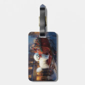 Étiquette À Bagage Frise de Bichon Frise Festin de Noël (Dos Vertical)