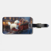Étiquette À Bagage Frise de Bichon Frise Festin de Noël (Dos horizontal)