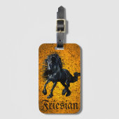 Étiquette À Bagage Frison, étalon noir, cheval Frison (Devant Vertical)