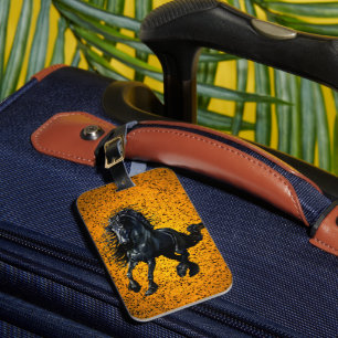 Étiquette À Bagage Frison, étalon noir, cheval Frison/Frison