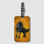 Étiquette À Bagage Frison, étalon noir, cheval Frison/Frison (Devant Vertical)