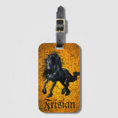 Étiquette À Bagage Frison, étalon noir, cheval Frison/Frison/Friesian (Devant Vertical)