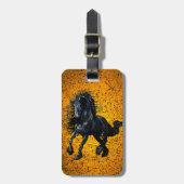 Étiquette À Bagage Frison, étalon noir, cheval Frison/Frisonnerie/6 (Devant Vertical)