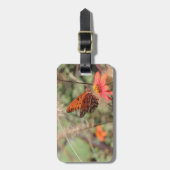 Étiquette À Bagage Fritillaire du Golfe sur Zinnia (Devant Vertical)