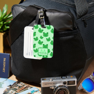 Étiquette À Bagage Frog Cute Motif Green Kids