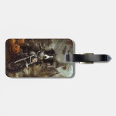 Étiquette À Bagage Frontière Collie équitation Moto Halloween Effraya (Dos horizontal)