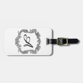 Étiquette À Bagage Frontière florale avec le monogramme (Devant horizontal)