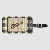 Étiquette À Bagage Frontière vintage de Violon Arlequin (Devant Horizontal)