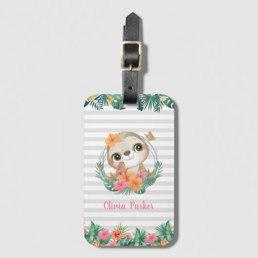 Étiquette À Bagage Frontières tropicales Hibiscus Fleurs Parcelles Pe (Devant Vertical)