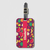 Étiquette À Bagage Fruit violet Motif mignon Fun Nom personnalisé (Devant Vertical)