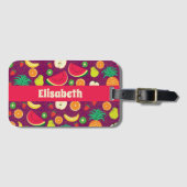 Étiquette À Bagage Fruit violet Motif mignon Fun Nom personnalisé (Devant Horizontal)
