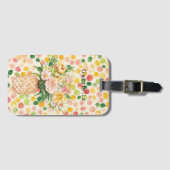 Étiquette À Bagage Fruité Rose Vert Jaune Ananas Floral (Devant Horizontal)