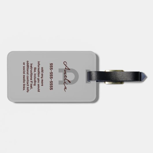 Étiquette À Bagage Fruits de pastèque Crochet mignonne Nom Initiales (Dos horizontal)