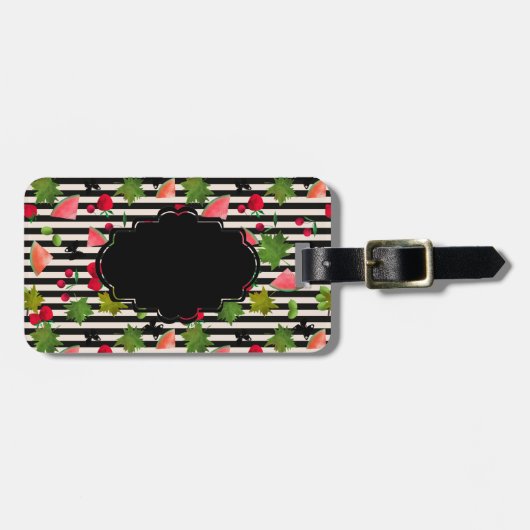 Étiquette À Bagage Fruits Fruits Fruits Fruits Fruits Aquarelles Cart (Devant horizontal)