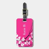 Étiquette À Bagage Fuchsia de tourbillonnement des fleurs de cerisier (Devant Vertical)