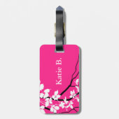 Étiquette À Bagage Fuchsia de tourbillonnement des fleurs de cerisier (Dos Vertical)