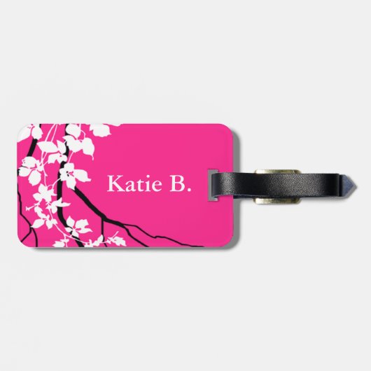 Étiquette À Bagage Fuchsia de tourbillonnement des fleurs de cerisier (Dos horizontal)