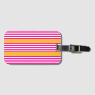 Étiquette À Bagage Fuchsia et jaune cinq bandes motif