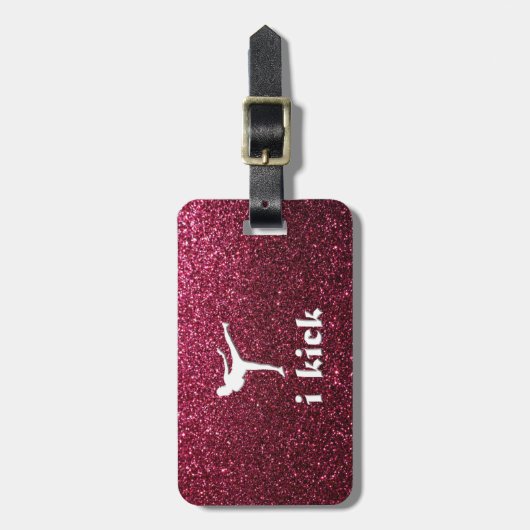 Étiquette À Bagage Fuchsia miroitant scintillant "je donne un coup de (Devant Vertical)