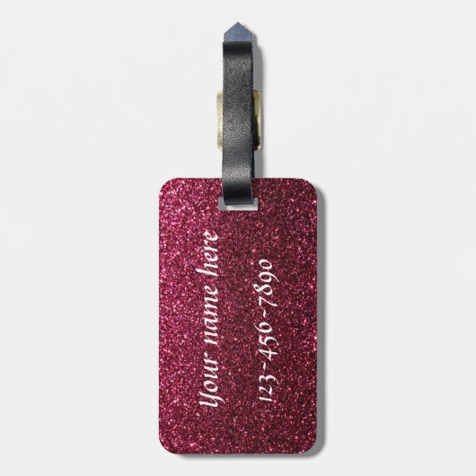 Étiquette À Bagage Fuchsia miroitant scintillant "je donne un coup de (Dos Vertical)