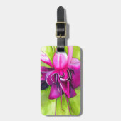 Étiquette À Bagage Fuchsia pop art watercolour flower (Devant Vertical)
