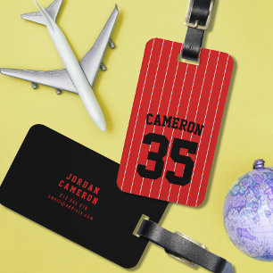 Étiquette À Bagage Fully Editable Colors Baseball Jersey Stripes Name