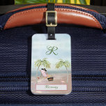 Étiquette À Bagage Fun Beach Scène Glam Palm Tree Monogramme Nom<br><div class="desc">Fun Beach Scène Glam Palm Tree Nom du monogramme. Profitez et il ferait un cadeau vraiment amusant et unique. Si vous avez des questions de conception ou avez besoin d'aide,  veuillez envoyer un conversation ou un courriel à : charmdesignstudio@rcn.com</div>