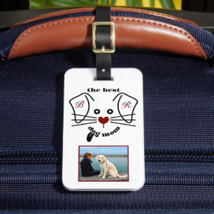 Étiquette À Bagage Fun Best Dog Mom Photo Custom Monogramme