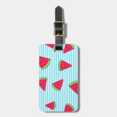 Étiquette À Bagage Fun Chic Watermelon Slices Blue Lines Motif (Devant Vertical)