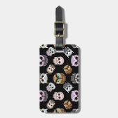 Étiquette À Bagage Fun Owl Motif sur Black Arrière - plan (Devant Vertical)