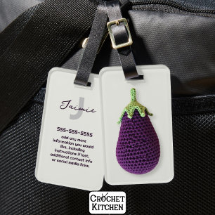 Étiquette À Bagage Fun Purple Moderne Minimal Crochet Nom de l'auberg