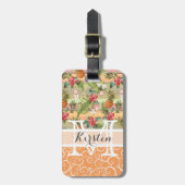 Étiquette À Bagage Fun Tropical Pineappy Flower Motif (Devant Vertical)